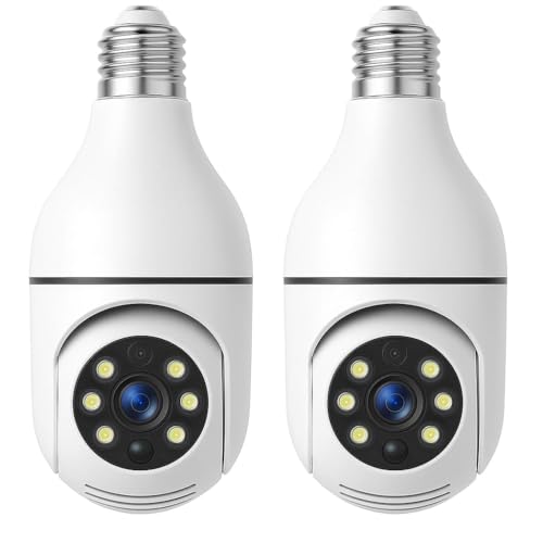 Image of 1080p FHD WiFi Wireless Security Camera with Audio & Night Vision - Live Feed, Motion Detection, Perfect for Home & Office Security (Bulb Camera-2 pc)