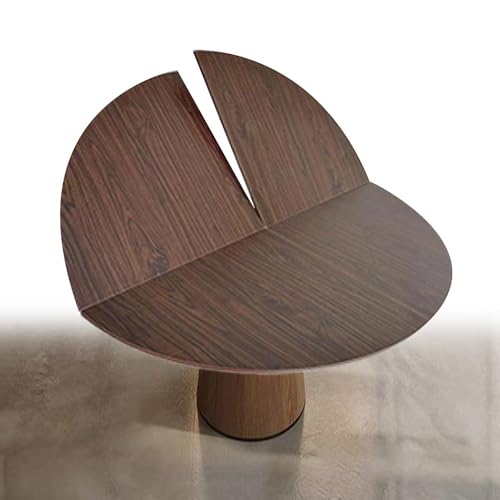 SMCMGECEUZ Tablero De Mesa Redondo Plegable De Madera 120 130 140 150 180cm Extensor De Mesa Portátil Sin Patas Que Ahorra Espacio para Reuniones Familiares(Walnut,130cm/51in)