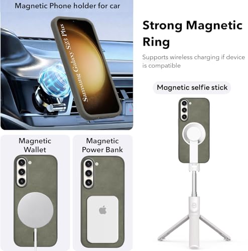 Image of Jkobi Leather Finish Back Cover Case for Samsung Galaxy S23 Plus 5G (MagSafe Compatible Wireless Charging | Soft Touch | Camera Bump Protection)
