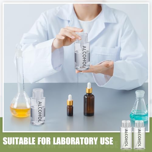 Image of Layhit 6 Pcs 6.7 oz Alcohol Pump Dispenser Bottles Alcohol Push Down Liquid Dispenser Empty Pumping Bottle Refillable Cosmetic Container for Personal, Salon, Nail Care (Clear Cap + Clear Bottle)
