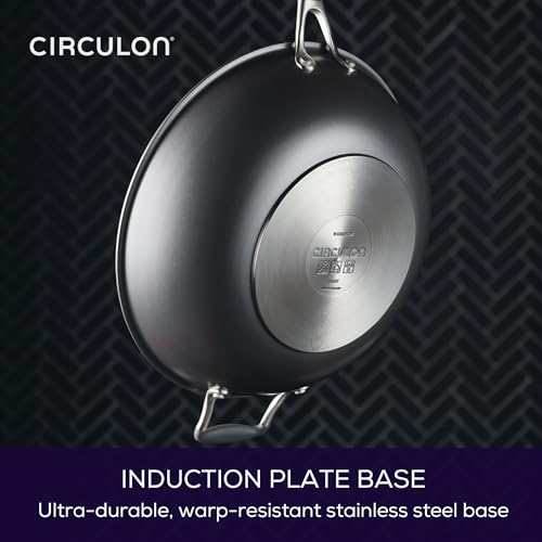 Image of Circulon A1 Series Nonstick Induction Stir Fry Pan, 13.25-Inch, Graphite | Non stick frying pan for fast, even heat, with ScratchDefense Technology, dishwasher safe cooking pan, oven safe to 400AF