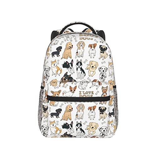 Niedlicher Rucksack mit Hundemotiv und Tiermotiven, stilvoll, lässig, für Damen, personalisierbar, Laptop-Rucksäcke mit mehreren Taschen, Computer-Tagesrucksack für Arbeit, Business, Reisen