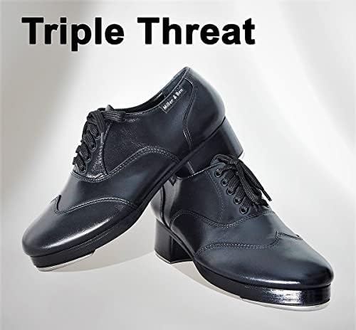 Miller & Ben Tap Shoes, Triple Threat, Men's XL Sizes, All Black Professional Tap Shoes (44.5 EU) | Image 1