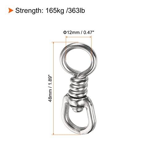 PATIKIL Fishing Swivel, 5 Pack 363lb Stainless Steel Hook Lure Connector for Saltwater Fishing Silver - Image 2