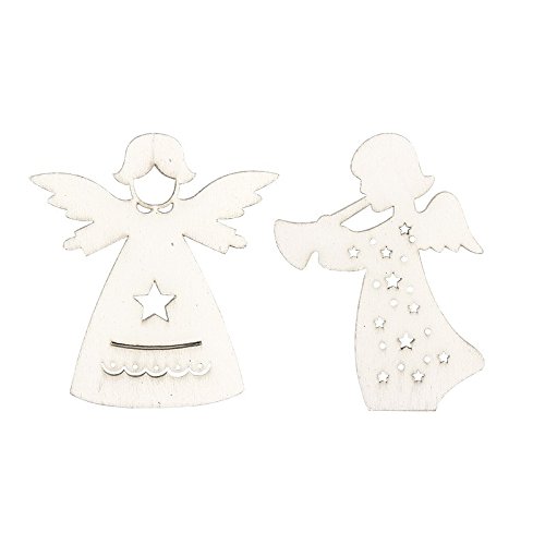 24 angeli in legno bianco in 2 design diversi per decorazioni natalizie