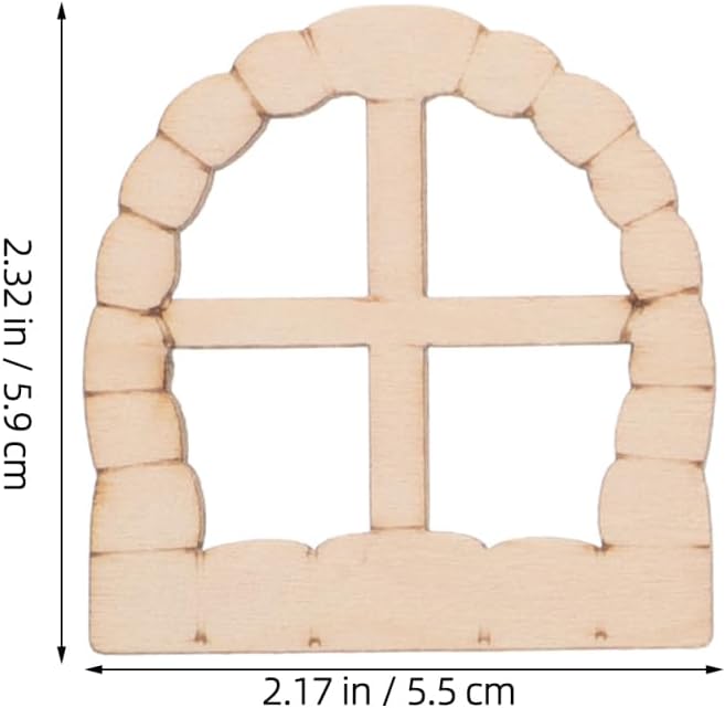 Vaguelly Unfinished Mini Wooden Door and Window Set 2.32 Inch DIY Fairy Garden Accessories for Outdoor Decor and Dollhouse Craft Projects