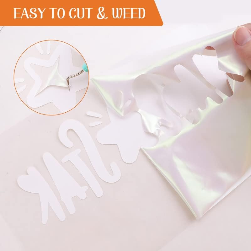 VAST WANT Color Changing HTV Vinyl Roll - 12" x 8FT Heat Transfer Vinyl for T Shirts, Chameleon Iron on Vinyl for Cricut & Cameo, Color Gradient HTV for Handmade Design (Bright White to Green)