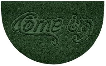 Nicoman Embossed Halfmoon Half Circle Door Mat Dirt-Trapper Jet-Washable Doormat 70x44cm (Green, COME-IN) - Use on Carpet ONLY