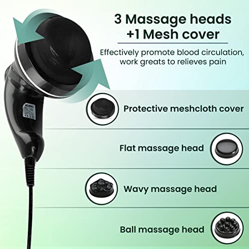 AGARO-Atom-Electric-Handheld-Full-Body-Massager-with-3-Massage-Heads-Variable-Speed-Settings-for-Pain-Relief-and-Relaxation-Back-Leg-Foot-Black