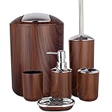 Bathroom Accessories Set 6 Piece Plastic Bath Ensemble Soap Dispenser Toothbrush Holder, Tumbler Soa
