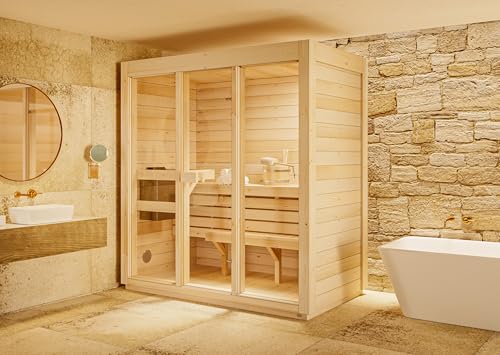 FinnTherm Innensauna Kuuma M in Naturbelassen, 199x111cm für bis zu 3 Pers.