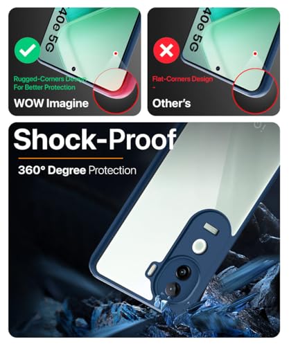 Image of WOW IMAGINE Shockproof Hybrid Back Cover for iQOO Z9s 5G | Vivo V40e 5G | Hard Slim fit Back Case | PC & TPU | Clear Transparent Case - Blue