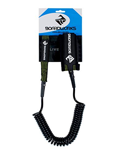Boardworks Coiled Ankle SUP Leash | Premium Standup Paddleboard Leash | Coiled 7mm Urethane Cord | 11', Black (Model: 848201016365)
