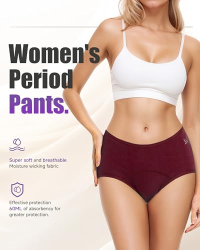 Image of TANSTC Period Underwear for Women Heavy Flow | Leakproof Menstrual Panties Postpartum, Cotton Soft Breathable Briefs 3 Pack