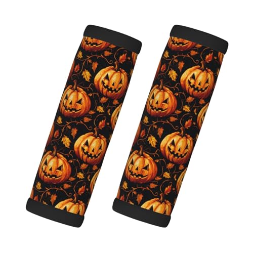 Fundas de asa de equipaje con estampado de hojas de arce y calabaza para maleta, fundas suaves para asa de equipaje de viaje, identificadores para maletas