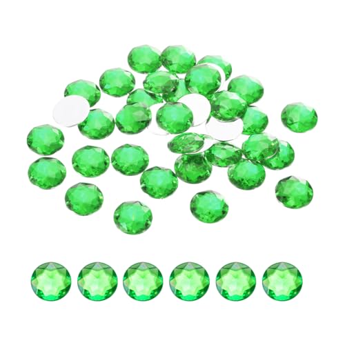 Image of MECCANIXITY Flat Back Round Acrylic Rhinestones,12mm Green Flatback Crystal Rhinestones for Crafts Clothes Shoes DIY Decoration Gifts 50Pcs