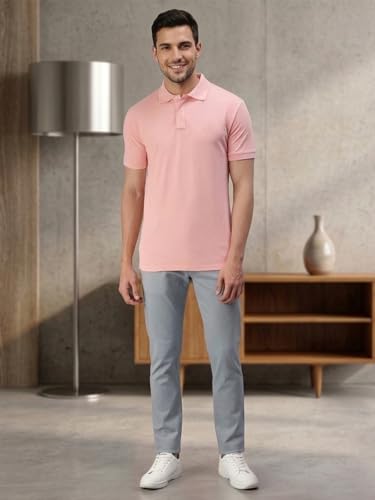 Image of Lux Cozi Men's Cotton Solid Polo Tshirt | Collar Tshirts | Half Sleeves | Stylish & Premium All Day Wear | Pack of 1