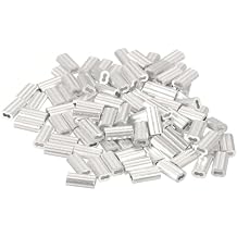 uxcell 100Pcs Aluminum Crimping Loop Sleeve for 1/32" Diameter Wire Rope, Double Ferrule Aluminum Wire Rope Sleeve for Cable Line End
