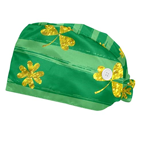 Chapeaux de travail Saint-Patrick trèfles dorés et rayures vertes lot de 2 unisexe