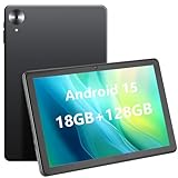 Keoaxll 10.1Inch Tablet, Android 15, 18GB(6+12) RAM 128GB ROM, Android Tablet 1280 * 800 HD, 5G WiFi, BT5, 5MP+2MP Dual Camera, 6000mAh Battery, Gray