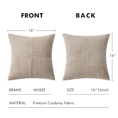 Image of MIULEE Taupe Decorative Throw Pillow Covers for Couch 16x16 Inch