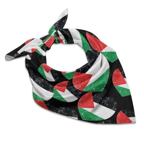 Palestine Retro Heart Flag Print Bandana Square Scarf Silk Feeling Headwear Hair Kerchief Wrap for Women