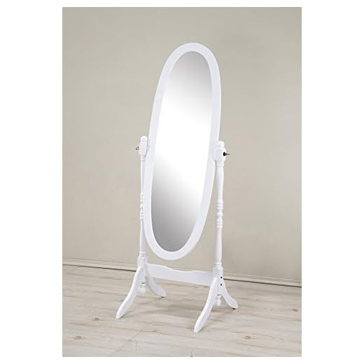 Roundhill Furniture Traditional Style Wood Cheval Floor Mirror, White