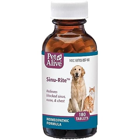 PetAlive Sinu-Rite - Natural Homeopathic Formula for Allergy-Related Congestion and Acute Sinusitis in Dogs and Cats - 180 Tablets Cover