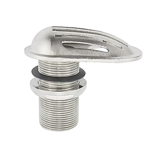 NRC&XRC Marine Grade Stainless Steel 316 I.D. 1-1/4in(33MM) Boat Intake Strainer Threaded Thru-Hull Inlet 1-1/4in Filter Scoopwith Rubber Washer Gaskets