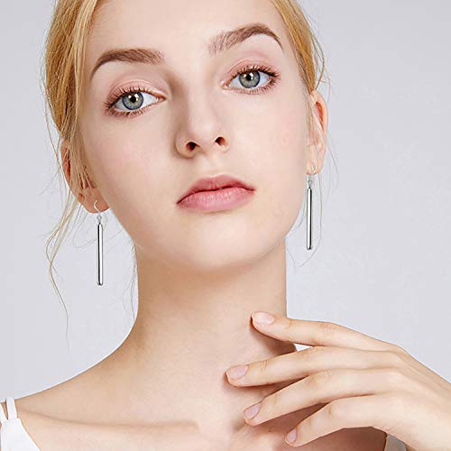 Gbahfy Minimal Long Circle Bar Earrings Silver Plated Drop Line Dangle Geometric Jewelry For Women Girls Best Gift (Long Circle Bar Earrings-Silver) #TOP2
