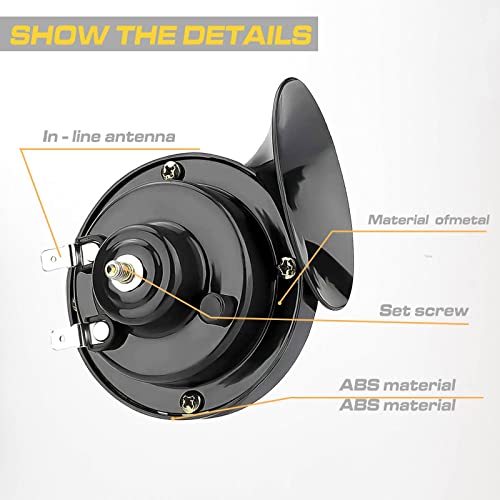 Sodcay 2 PCS Car Air Electric Snail Horn, 12V Waterproof Durable Super Loud Train Horns, Air Horns Replacement Kit, Automotive Accessories Universal for Car, Motorcycle, Truck (Black)