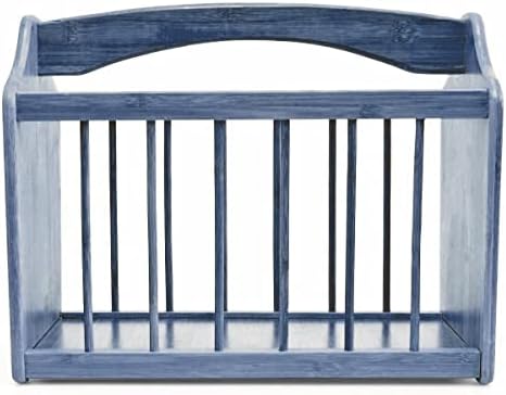 Optimal Products BAMBOO MAGAZINE RACK FREE STANDING MAIL NEWSPAPER HOLDER STORAGE SHELF STAND WHITE GREY BAMBOO (Grey), L