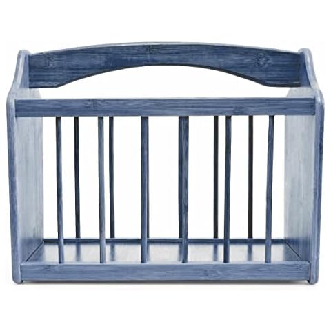 Optimal Products BAMBOO MAGAZINE RACK FREE STANDING MAIL NEWSPAPER HOLDER STORAGE SHELF STAND WHITE GREY BAMBOO Cover