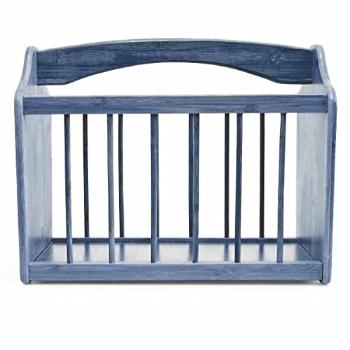 Optimal Products BAMBOO MAGAZINE RACK FREE STANDING MAIL NEWSPAPER HOLDER STORAGE SHELF STAND WHITE GREY BAMBOO (Grey), L
