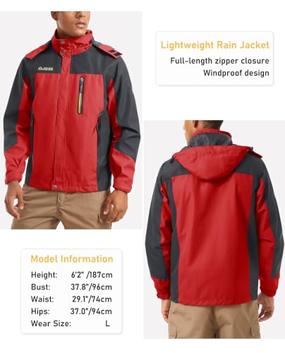 image for MAGCOMSEN Mens Waterproof Jacket Raincoat Windbreak Jackets Climbing W