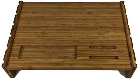 Bramley Power Bamboo Wood Monitor Riser Raiser Plinth Stand for Monitor Laptop Computer TV (Space Saver)