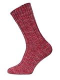 HomeOfSocks Ein Paar 100% Wollsocken Herren Und Damen - Extra Dicke Warme Schurwolle Natürliche Regulierung Der Fußtemperatur Strapazierfähig | Rot Gr. 39-42