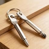 1-Pcs Pocket Screwdriver Set – Keychain Screwdriver, Mini Screwdriver Keychain Tool with Flathead & Phillips Bits for Everyday Carry, Silver