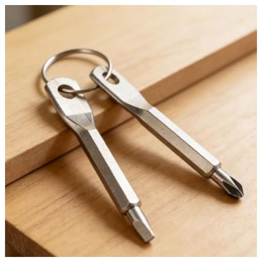 1-Pcs Pocket Screwdriver Set - Keychain Screwdriver, Mini Screwdriver Keychain Tool with Flathead & Phillips Bits for Everyday Carry, Silver