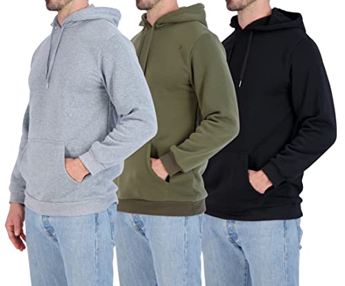 Paquete de 3: sudadera con capucha deportiva de manga larga para hombre con bolsillo canguro, pesca UPF 50+(grande y alto), Set 2, Medium Cover