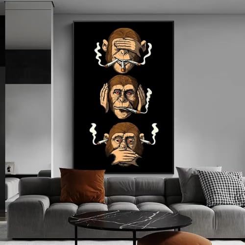 Affiche singe fumeur poster abstrait humoristique décoration murale 40x60