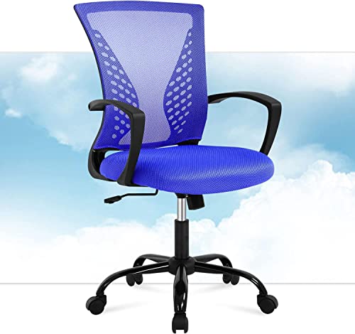 Home Office Chair Mesh Computer Chair Executive Mid Back Ergonomic Adjustable Desk Chair With Lumbar Armrest Support Modern Rolling Swivel Chair For Women&Men Adult #TOP24