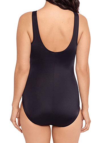 Reebok Women's Swimwear Laser Tag High Leg High Neck Soft Cup One Piece Swimsuit, Blue, 14 #TOP3