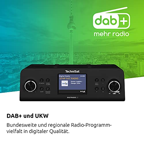 TechniSat DIGITRADIO 21 - DAB+ Unterbau-Küchenradio (DAB+, UKW, 2,8 Farbdisplay, Favoritenspeicher, Wecker, Kopfhöreranschluss) schwarz