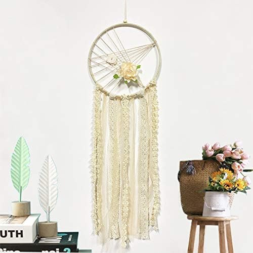 Riccioofy Wall Decor Room Decor, Dream Catcher for Girls Kids Handmade Plumage with Wood Beads Boho Dreamcatchers for Nursery Bedroom Wall Hanging Decoration& Ornament Festival Gift (Beige)