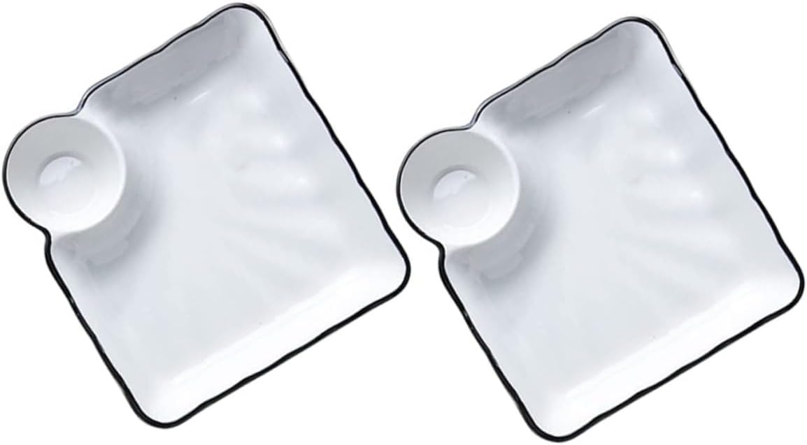 Cabilock Set of 2 Sushi Plates Ceramic Dumpling Plate Sushi Dipping Bowl Decorative Home