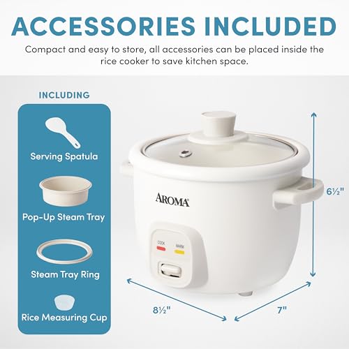 AROMA® CoreCoat Rice Cooker with Pop-Up Food Steaming Basket (4 Cups Cooked, 2 Cups Uncooked) by Aroma Housewares - Image 4