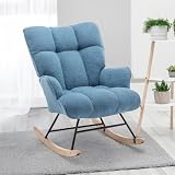 SAETSFEG Rocking Chair Nursery Teddy Upholstered Glider Rocker Rocking Accent...