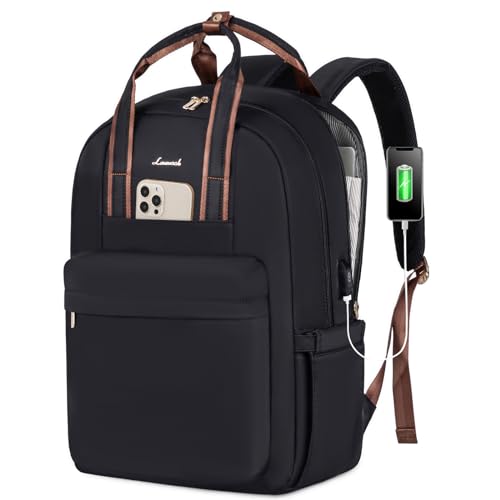 LOVEVOOK Laptop Backpack for Women, 17 Inch Travel Laptop Bag with USB Port, Waterproof Computer Backpack Purse for Work Teacher Nurse, Durable Casual Daypack