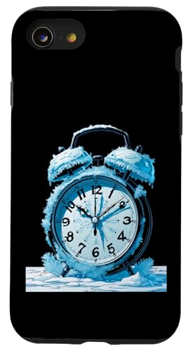 氷と雪に覆われたヴィンテージ目覚まし時計 スマホケース iPhone SE (2020) / 7 / 8 用